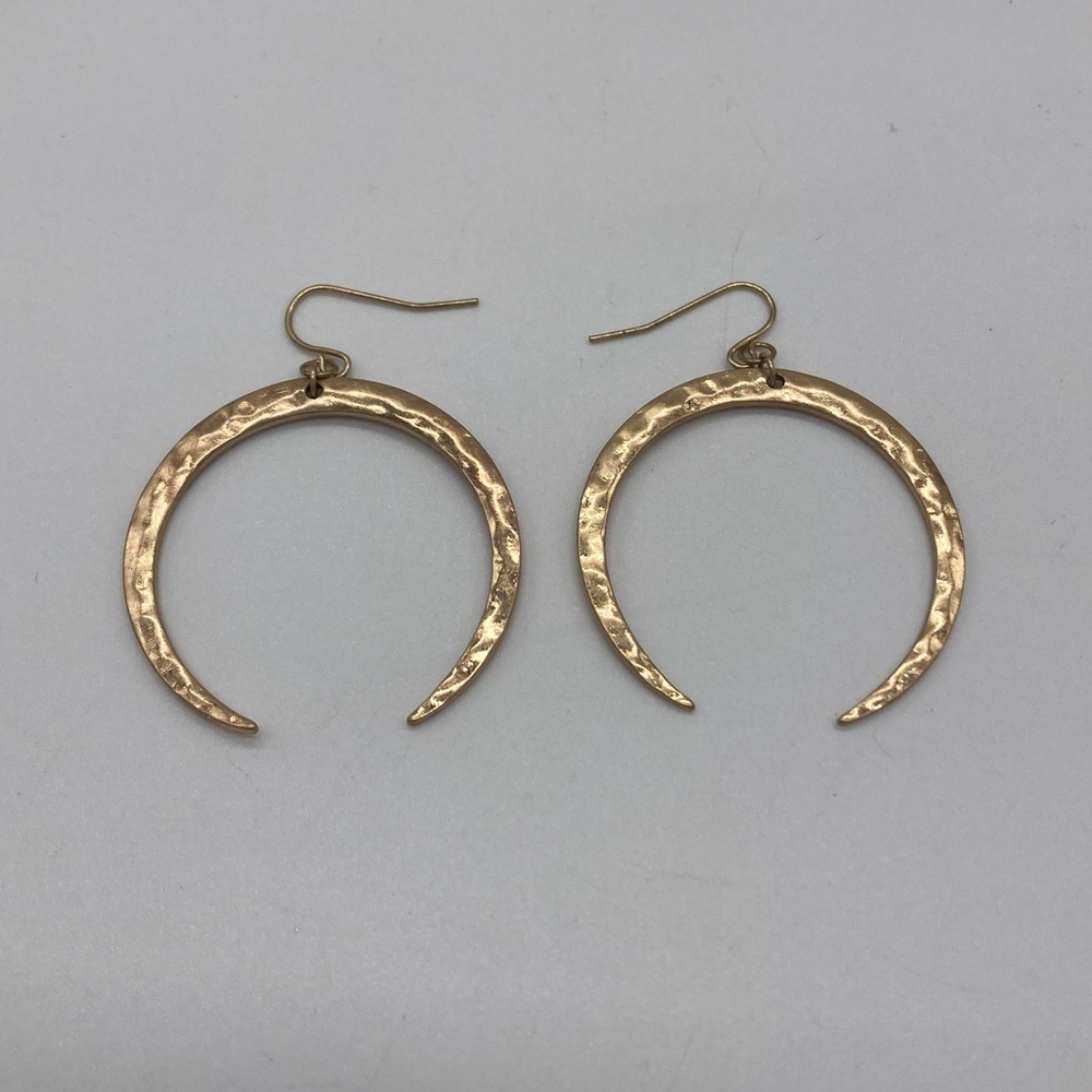 Boutique Hammered Gold Crescent Earrings